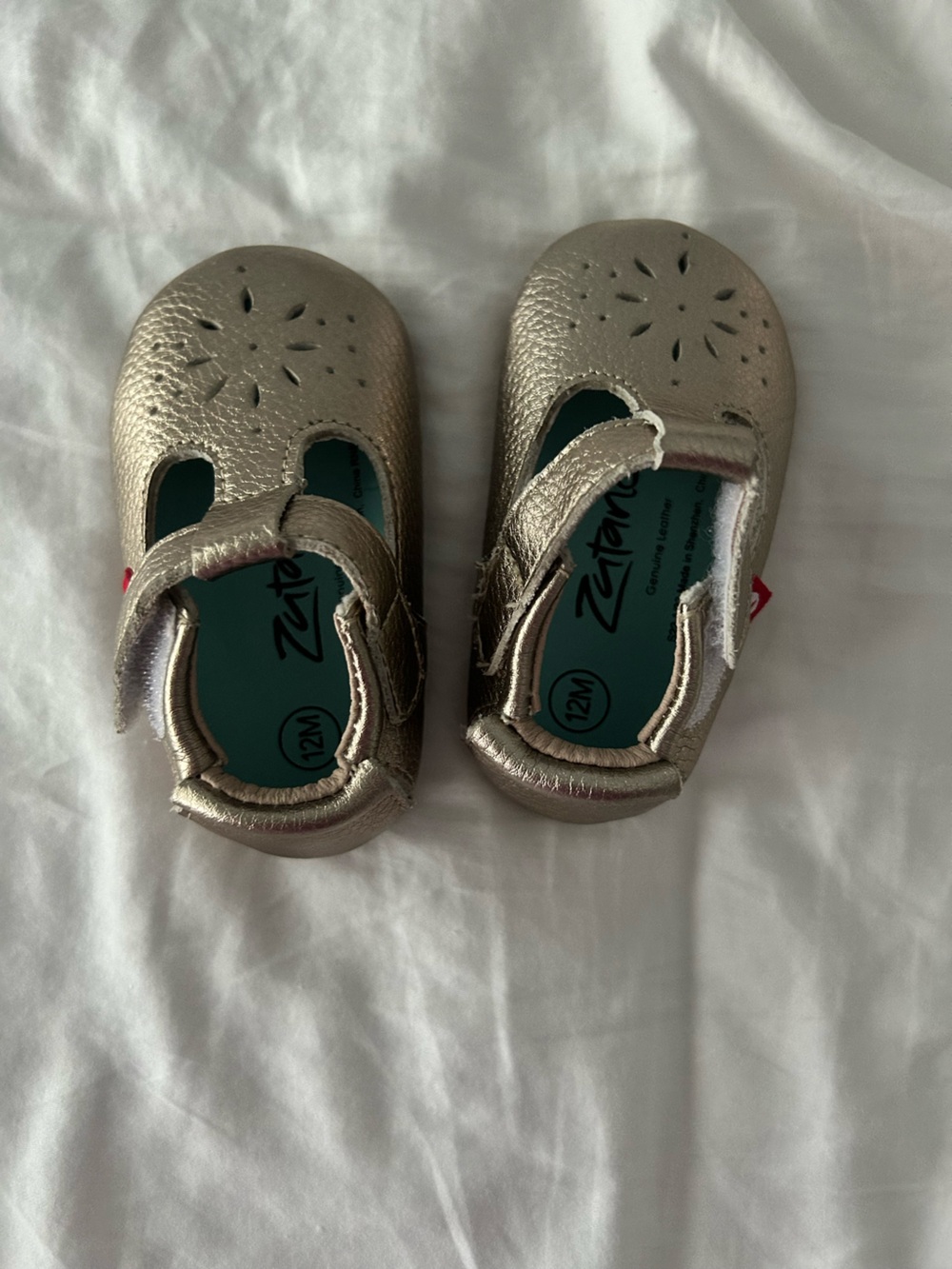 Zutano Metallic Gold Baby Mary Janes with Hook Strap
